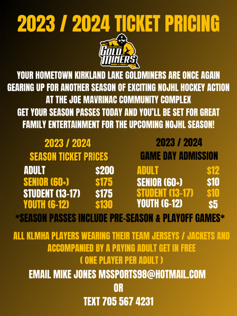 Kirkland Lake Gold Miners Game Tickets | Kirkland Lake Gold Miners